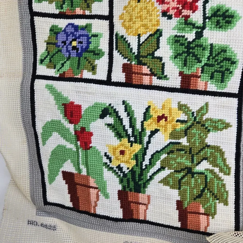 Vintage Greenhouse Needlepoint Unfinished By Caron. Read